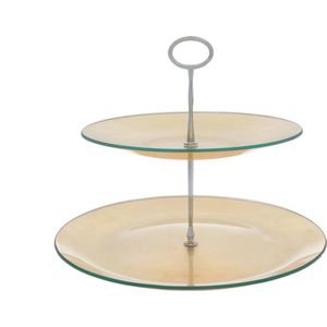 Cosy & Trendy Etagere Met 2 Niveaus - Glas - Ø 25-31 cm x 25 cm - Gold