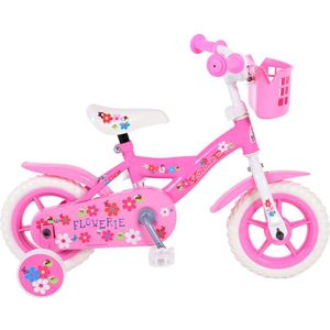 Volare Flowerie Kinderfiets - Meisjes - 10 inch - Roze/Wit - Doortrapper