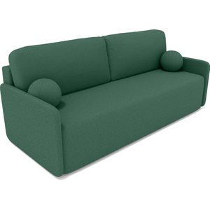 Cloudsofa Original - Groen - uitklapbare eenpersoons slaapbank - van witte gekrulde stof - inklapbare leuning - Uitklapbaar zitvlak - Comfortabele Bank + 2 gratis kussens