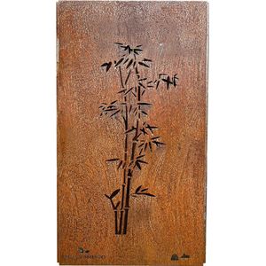Wanddecoratie wandplaat metaal voor indoor en outdoor (bamboe 2) groot zwart cortenstaal 180 x 90 cm