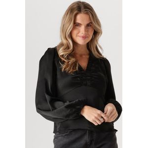 Neo Noir Istana Heavy Sateen Blouse Dames - Jurken - Kleedje - Zwart - Maat M