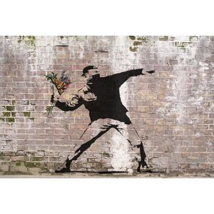 BANKSY Flower Thrower on Wall Canvas Print