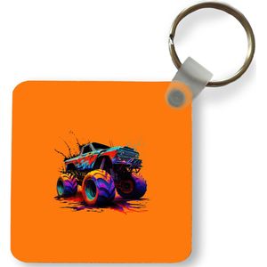 Sleutelhanger - Uitdeelcadeautjes - Monstertruck - Neon - Verf - Oranje - Plastic