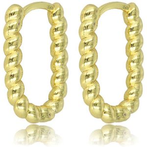 My Bendel - Gouden twisted ovalen oorring 18x2,5 mm - Chique gouden twisted oorring van 18x2,5 mm breed - Met luxe cadeauverpakking