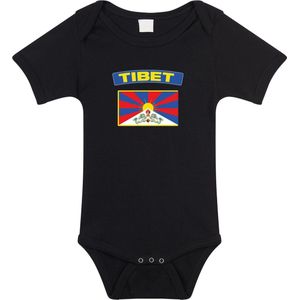 Tibet baby rompertje met vlag zwart jongens en meisjes - Kraamcadeau - Babykleding - Tibet landen romper 80