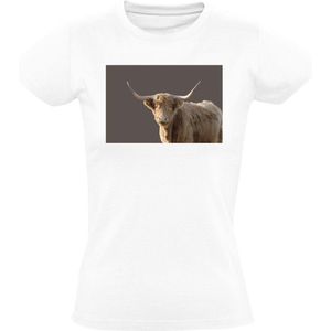 Hooglander T-shirt Dames | dier | natuur | buiten | hoorns | hooglander | zacht | koe |