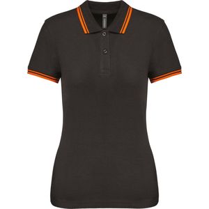 Kariban Gestreepte damespolo korte mouwen K273 - Dark Grey / Orange - S