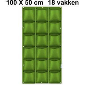 Verticale tuin met 18 grote vakken - 100cm x 50cm- hangende tuin - groen - groene wand - groene muur - verticale moestuin zakken - plantenhanger balkon - plantenbak - plantenzak, 1 x 0.5 meter Beactiff�®