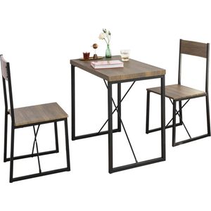 Simpletrade Eettafel - 2 stoelen - Modern - Hout - Metaal - 80x75x50 cm