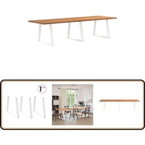 vidaXL Eettafel 320x100x74 cm massief eikenhout Eettafel - Eettafels - Eetkamertafel - Keukentafel