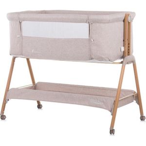 Chipolino Sweet Dreams Co-Sleeper - Wieg - Mocca/Wood - Inclusief wielen