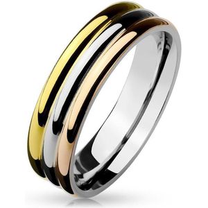 Ring Dames - Ringen Dames - Ringen Vrouwen - Ringen Mannen - Goudkleurig - Heren Ring - Ring - Drie Kleuren - Halo