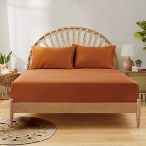 Bamboebaas premium bamboe hoeslaken - Almond orange - 90x200x35 cm