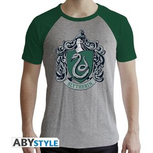 HARRY POTTER - Tshirt Slytherin man SS grey & green - premium