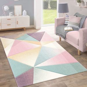 Paco Home Vloerkleed Laagpolig Modern Trendy Pastelkleuren Geometrisch Design Inspiratie Multi 120x170 cm