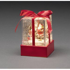 Konstsmide 4352-550 Cadeau met kerstman en sneeuwpop sneeuwbol Warmwit LED Bont Besneeuwd, Watergevuld, Timer, Schakelaar, Op Batterij