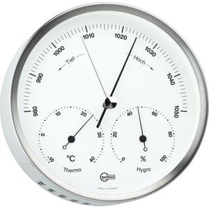 Barigo 317 M weerstation - edelstaal - barometer thermometer hygrometer -  Ø 10 cm