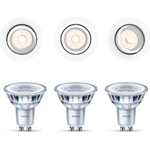 Philips Enneper Set van 3 Inbouwspots (Wit) - Rond - GU10 - Warmwit Licht - SceneSwitch - Eenvoudig Dimbaar met Je Klassieke Schakelaar
