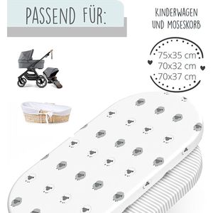 hoeslaken kinderwagen wieg set 2/75x35 cm