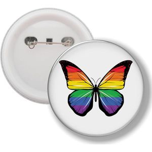 Button Met Speld - Vlinder Vlag Regenboog LGBTQ
