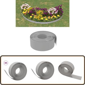vidaXL Tuinranden - 5 stuks - 10 m x 20 cm - Grijs Tuinranden - Perkrand - Grasrand - Border - Tuininrichting