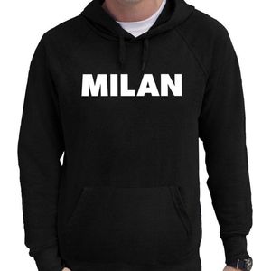 Milan wereldstad Milaan  hoodie zwart heren - zwarte Milan sweater/trui met capuchon S