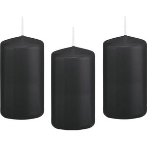 8x Zwarte cilinderkaars/stompkaars 6 x 12 cm 40 branduren - Geurloze kaarsen - Woondecoraties