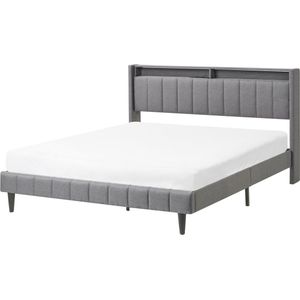 BEAULIEU - Tweepersoonsbed met opbergruimte - Donkergrijs - 160 x 200 cm - Stof