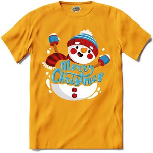 Merry christmas sneeuwpop - T-Shirt - Dames - Geel - Maat XXL