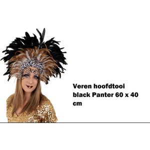 Luxe hoofdtooi Black Panter 60cm x 40cm - carnaval rio Brasil thema feest festival fun party