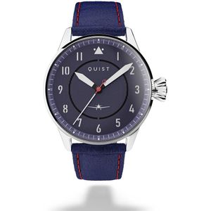 QUIST - Maverick herenhorloge - zilver - blauwe wijzerplaat - blauwe cordura horlogeband - 40mm