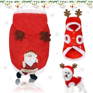 Honden kerstkostuum hondenkostuum kerstman rood hondenkostuum kerstboom patroon kerstkostuum hond hondenjas hondentrui Kerstmis kostuum voor kleine honden katten