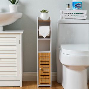 Vrijstaande toiletrolhouder, toiletpapieropslag, badkamerrek, toiletkast voor kleine ruimtes