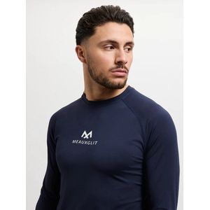 MEAUXGLIT Sportshirt Heren - Bestseller - Tshirts Heren - Soft Stretch Jersey Long Sleeve T-shirt Dark Blue - Running - Padel - Gym - Fitness - Outdoor - Indoor (Maat S)