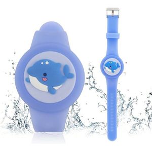 WUZUN - Kinderen waterdicht voor AirTag-armband - schattig cartoon-design, verstelbaar, verborgen voor Apple Air Tag houder, siliconen anti-verlies-GPS-tracker armbandhoes voor peuters (Dolfijn)