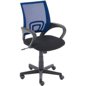 In And OutdoorMatch Luxe bureaustoel Cathryn - Zwart/Blauw - Op wielen - 100% polyester - Ergonomische bureaustoel - In hoogte verstelbaar - Voor volwassenen