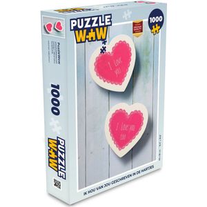 Puzzel Ik hou van jou geschreven in de hartjes - Legpuzzel - Puzzel 1000 stukjes volwassenen