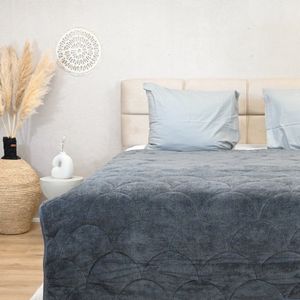 HappyBed All year dekbed enkel 240x200 - Lits Jumeaux - Teddy/velvet - Wasbaar dekbed zonder overtrek - Bedrukt dekbed zonder hoes - Hoesloos Dekbed met Print - Anthracite