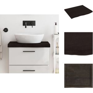 vidaXL Wastafelblad - Wastafelbladen - Blad Voor Wastafel - Tafelblad - Wastafelblad 60x50x(2-6) cm behandeld massief hout donkerbruin