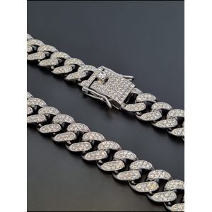 Diamond Boss - Iced out cuban Ketting - 60 cm - Zilver plated