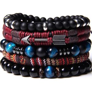 Malinsi® Armband Heren en Dames - Onyx Rope Set van 5 - Mannen en Vrouwen Armbandje - Vaderdag Cadeau