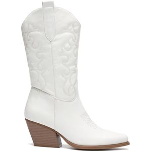 SmileFavorites® Dames Cowboylaarzen met Hak - Wit - Imitatieleer - Maat 40