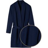 SCHIESSER Essentials badjas - heren badjas wafelpique donkerblauw - Maat: S
