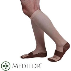 MeditorPlus Copper Therapeutische Compressiesokken Kopergeweven Reissokken Compressiekousen Steunkousen Koper vezels | Set van 3 Paar - Nude S/M