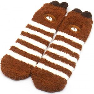 Fluffy sokken, warme wintersokken, 2 PAAR, huissokken, zacht, met beren motief, beer, maat one size (35-40), cadeautip!