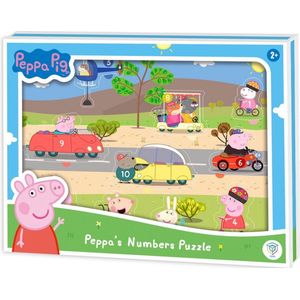 Peppa Pig FSC® Houten Puzzel - DeQube - 10 Stukken - Vormenpuzzel met Cijfers - Vanaf 2 Jaar