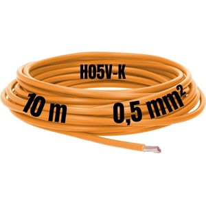 Kalitec 10 meter H05V-K 0,5 mm² oranje bedradingskabel I kernkabel flexibel I PVC enkeladerig I meeraderig 0,5mm2 I bedrading fijnaderige enkele kabel I kabel enkeldraads schakeldraad