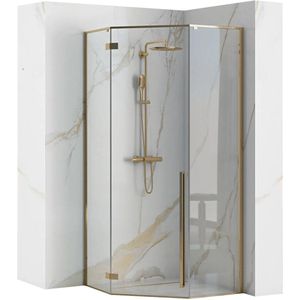 Rea Diamond Gold + Douchebak Diamond White 90X90 - 195 cm - Douchecabine - Vifjhoek - Goud