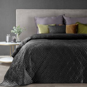 Oneiro’s luxe ARIEL Type 3 Beddensprei Zwart - 170x210 cm – bedsprei 2 persoons - beige – beddengoed – slaapkamer – spreien – dekens – wonen – slapen