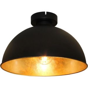 Plafondlamp Curve Zwart/Goud - Ø31cm - E27 - IP20 - Dimbaar > plafondlamp zwart goud | plafonniere zwart goud | lamp zwart goud | sfeer lamp zwart goud